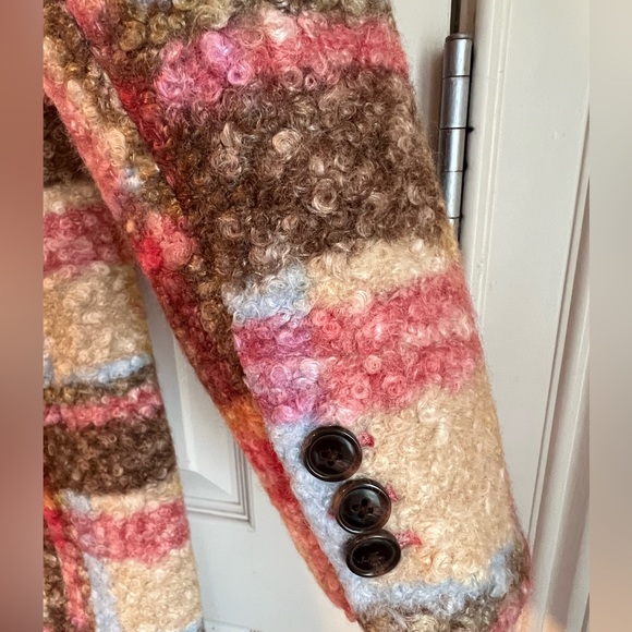 Anthropologie NVLT Plaid Houndstooth Fuchsia Pink Pea Coat Jacket XS 0 2 NWT 💖 - Picture 6 of 13